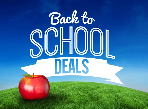 Composite image of red apple with back to school message — Stock Photo, Image