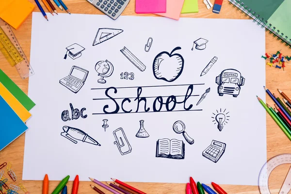 Imagem composta de doodles educação — Fotografia de Stock