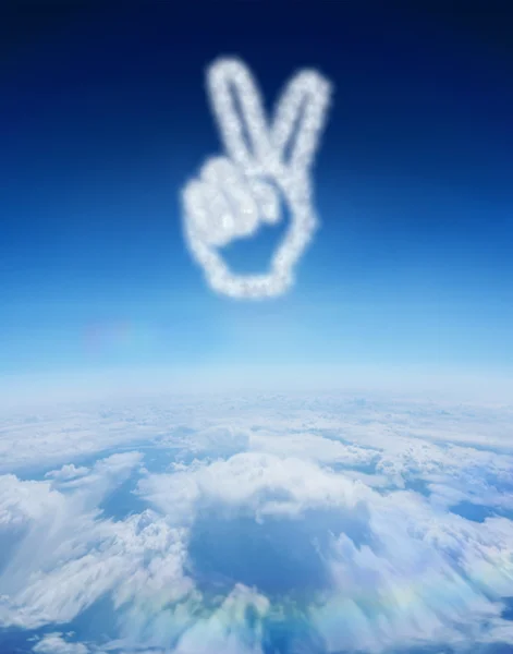 Nube en forma de mano haciendo señal de paz — Foto de Stock