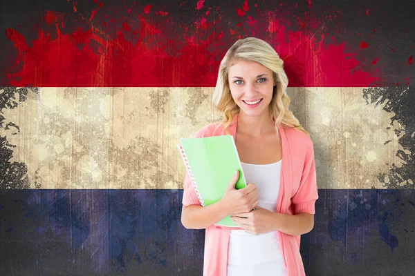 Student against netherlands flag