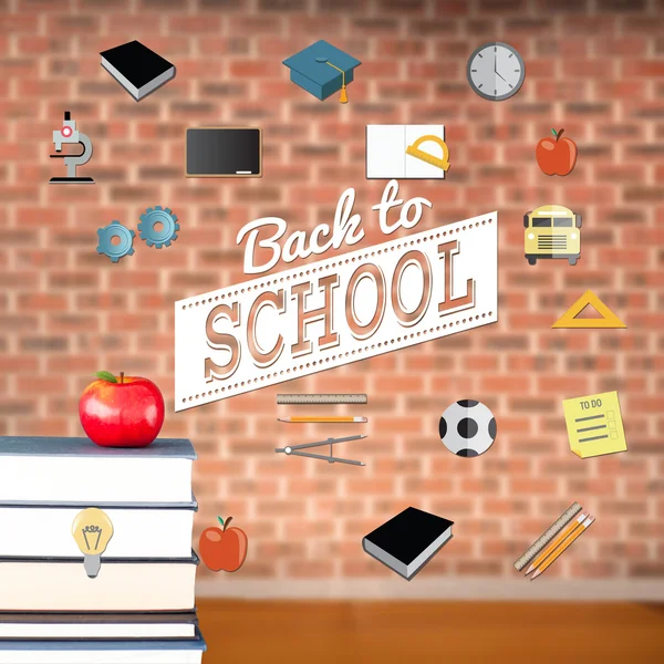 Composite image of back to school message with icons — Stock Photo, Image