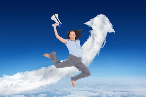 Classy businesswoman jumping — Stock Photo, Image