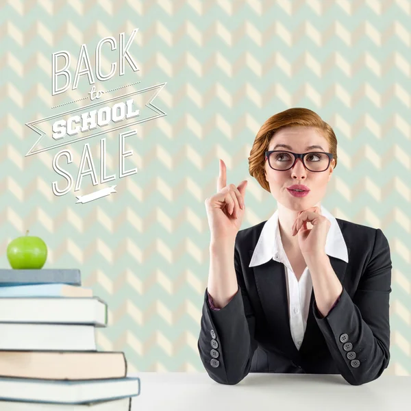 Thinking redhead teacher — Stock Photo, Image