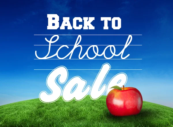 Red apple with back to school message — Stock Photo, Image