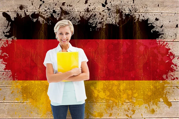 Olgun öğrenci karşı Almanya bayrağı — Stok fotoğraf