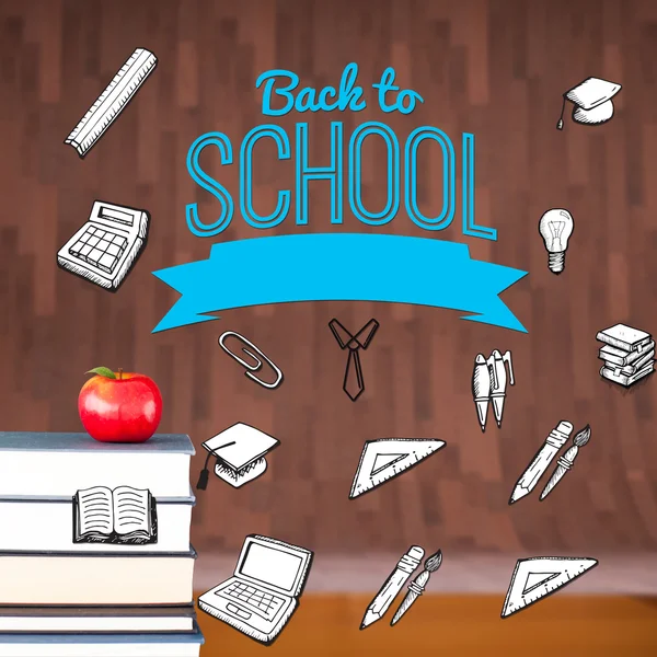 Composite image of back to school message with icons — Stock Photo, Image