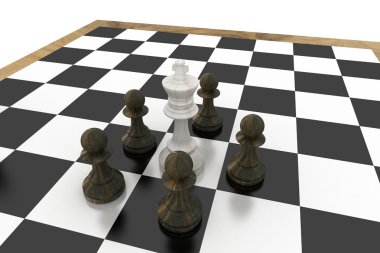 White king surrounded by black pawns clipart
