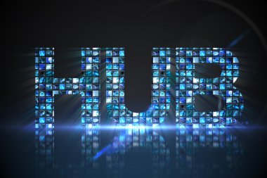 Hub made of digital screens in blue