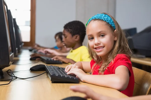 Cute pupils in computer class — Stock Photo, Image