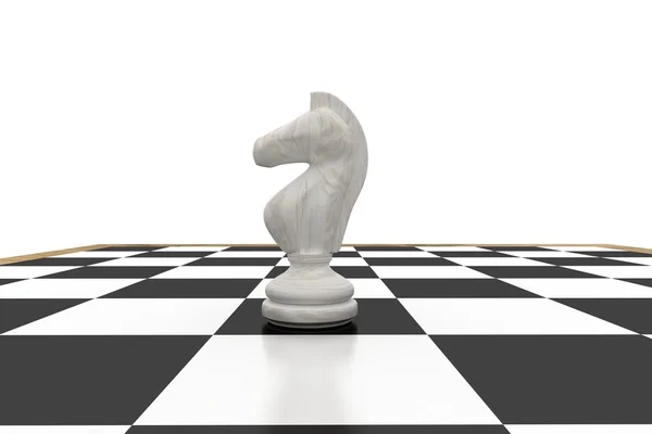White knight on chess board — Stock Photo, Image