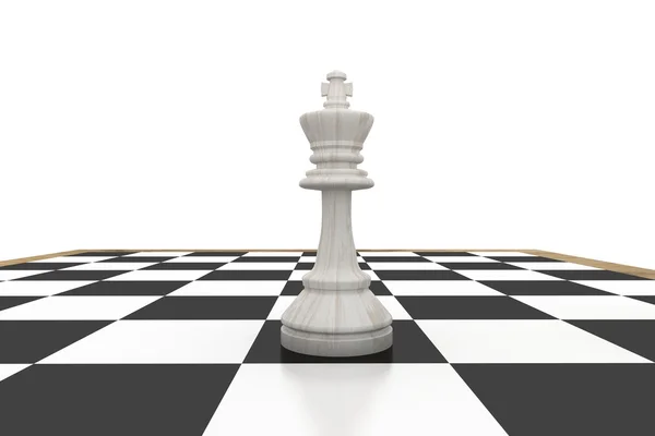 Biały król na szachownicy — Zdjęcie stockowe