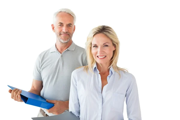 Smiling mature students looking at camera — Stock Photo, Image