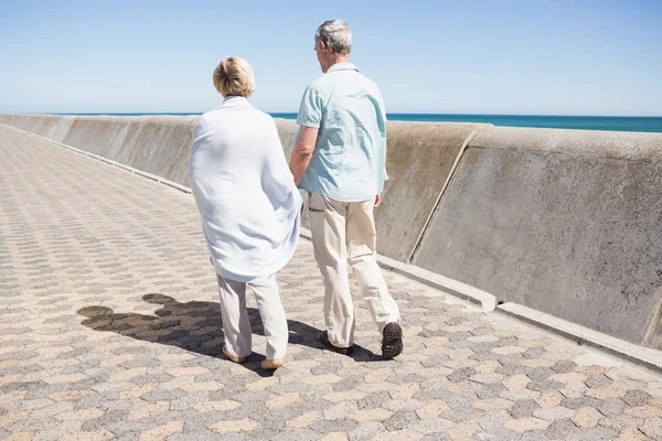 Senior couple holding hands and walking — Stock Photo, Image