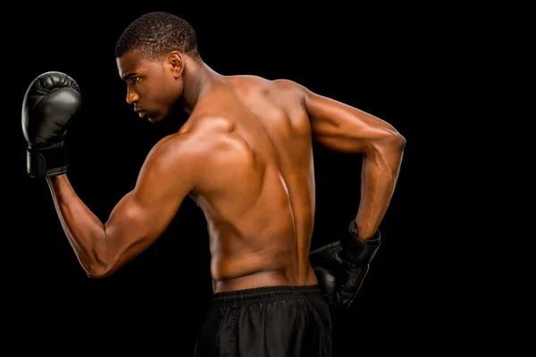 Boxeador musculoso sin camisa — Foto de Stock
