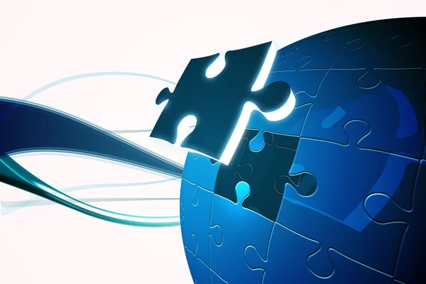 Blue jigsaw piece on puzzle — Stock Photo, Image