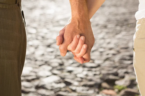 Happy senior couple holding hands — Stock Photo, Image