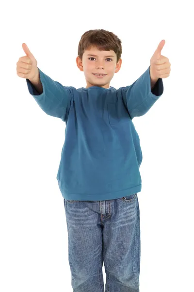 Malý chlapec ukazuje palec — Stock fotografie