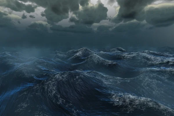 Грубый бурный океан под темным небом — стоковое фото
