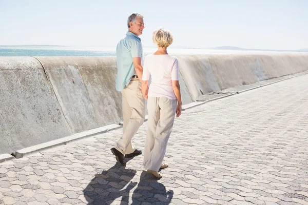 Pareja mayor cogida de la mano y caminando — Foto de Stock