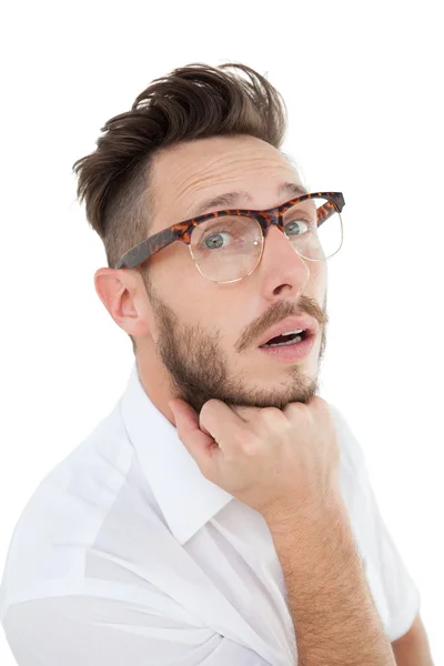 Homem de negócios nerd olhando para a câmera — Fotografia de Stock