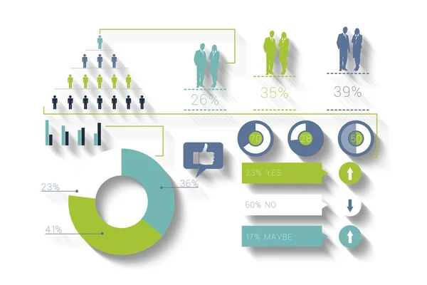 Digitálisan létrehozott kék és zöld üzleti infographic — Stock Fotó