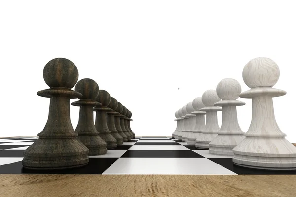 Black and white pawns facing off — Stock Photo, Image