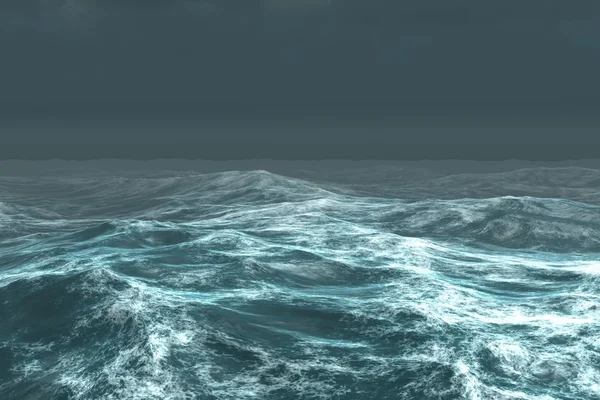 Rough blue ocean under dark sky — Stock Photo, Image