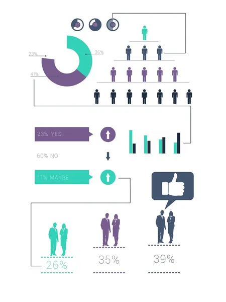 Infográfico de negócios verde e roxo gerado digitalmente — Fotografia de Stock