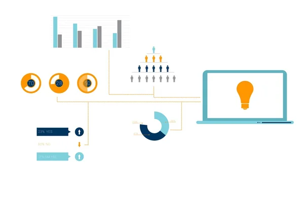 Digitalt genererade orange och blå business infographic — Stockfoto