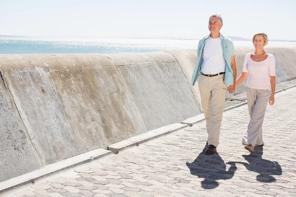 Senior couple walking and holding hands — Stock Photo, Image