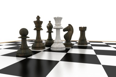 White queen surrounded by black pieces clipart