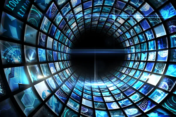 Vortex of digital screens in blue — Stock Photo, Image