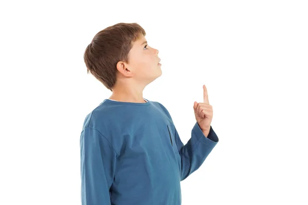 Cute little boy pointing up — Stock Photo, Image