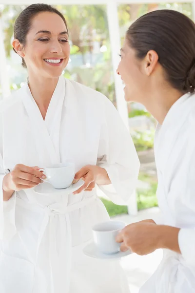 Beautiful friends enjoying herbal tea — Stock Photo, Image