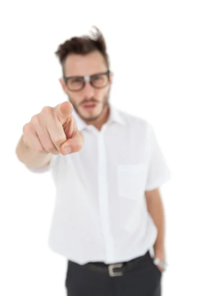 Nerdy businessman pointing at camera — Stock Photo, Image