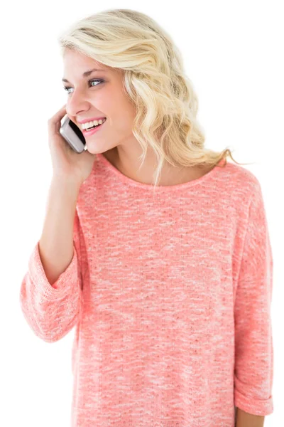 Hübsche Blondine mit ihrem Smartphone — Stockfoto