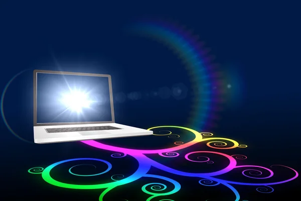 色彩缤纷的螺旋设计的笔记本电脑 — 图库照片