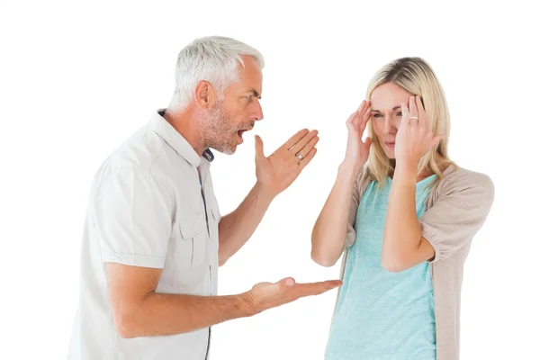 Boze man schreeuwen op zijn partner — Stockfoto