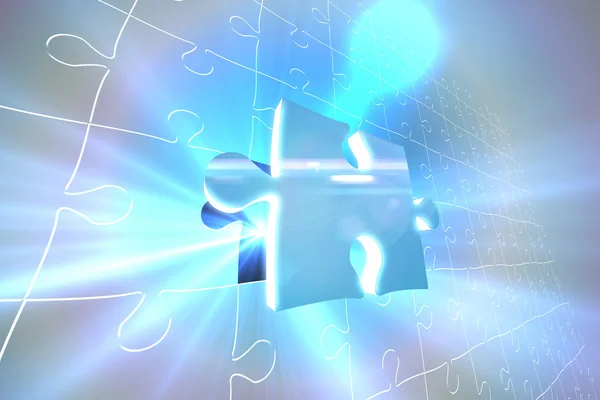 Blue glowing jigsaw piece on puzzle — Stock Photo, Image