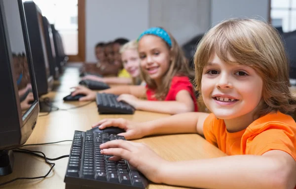 Cute pupils in computer class — Stock Photo, Image