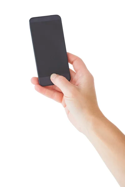 Weibliche Hand hält ein Smartphone — Stockfoto