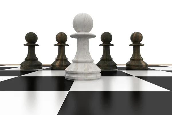 White pawn in front of black pawns — Stock Photo, Image