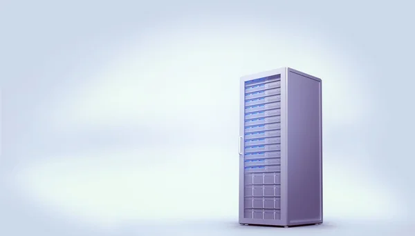 Digitalt genererade grå server tower — Stockfoto