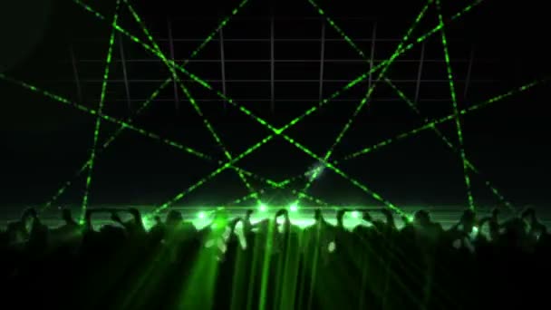 Laser show e dança multidão — Vídeo de Stock