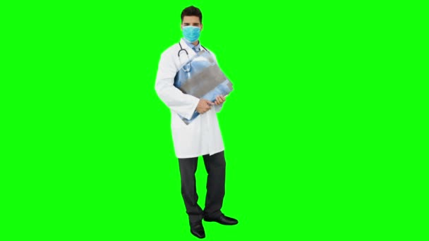 Young doctor holding an x-ray — Stock Video