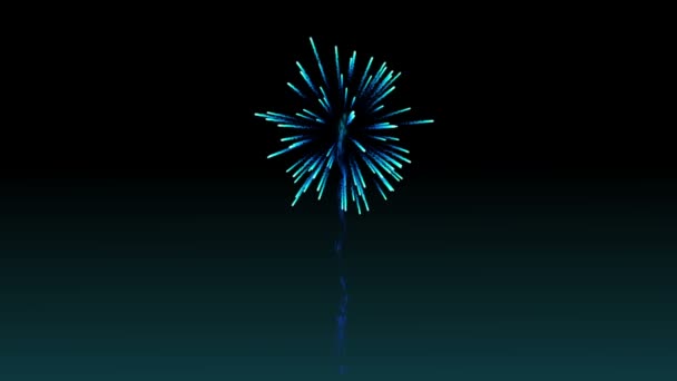 Fuochi d'artificio blu esplodono sul nero — Video Stock