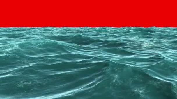 Neklidný oceán pod nebem červené obrazovkou — Stock video