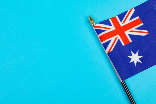 Star Union Jack Australia Flag Stick Copy Space Blue Background — Stock Photo, Image