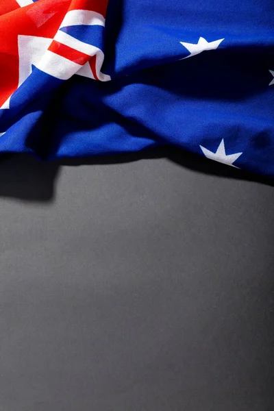 Widok Pogniecioną Flagę Usa Tkaniny Gwiazdami Paski Przez Przestrzeń Kopiowania — Zdjęcie stockowe