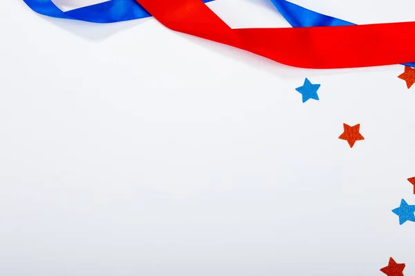 Red Blue Stars Ribbons Copy Space Making Them Usa Flag — Stock Photo, Image